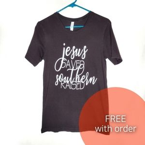 Brown shortsleeve S tshirt southern Jesus religious country women's small